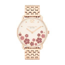 Ladies' Coach Elliot Rose-Tone IP Watch with Ivory Floral Dial (Model: 14504515)