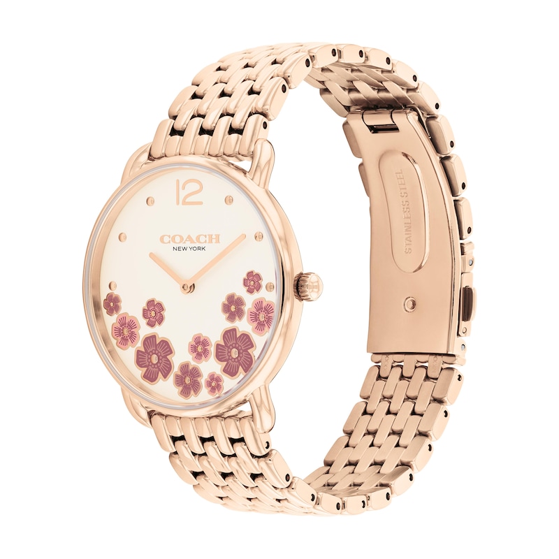 Main Image 2 of Ladies' Coach Elliot Rose-Tone IP Watch with Ivory Floral Dial (Model: 14504515)