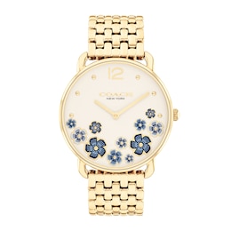 Ladies' Coach Elliot Gold-Tone IP Watch with Ivory Floral Dial (Model: 14504517)