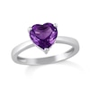 Thumbnail Image 1 of 8.0mm Heart-Shaped Amethyst and White Lab-Created Sapphire Solitaire Ring in Sterling Silver