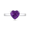 Thumbnail Image 3 of 8.0mm Heart-Shaped Amethyst and White Lab-Created Sapphire Solitaire Ring in Sterling Silver