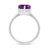 Thumbnail Image 4 of 8.0mm Heart-Shaped Amethyst and White Lab-Created Sapphire Solitaire Ring in Sterling Silver