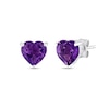 Thumbnail Image 1 of 7.0mm Heart-Shaped Amethyst and White Lab-Created Sapphire Solitaire Stud Earrings in Sterling Silver