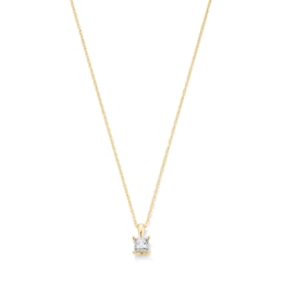 1/10 CT. Princess-Cut Diamond Miracle Solitaire Pendant in Sterling Silver with 14K Gold Plate (J/I3)