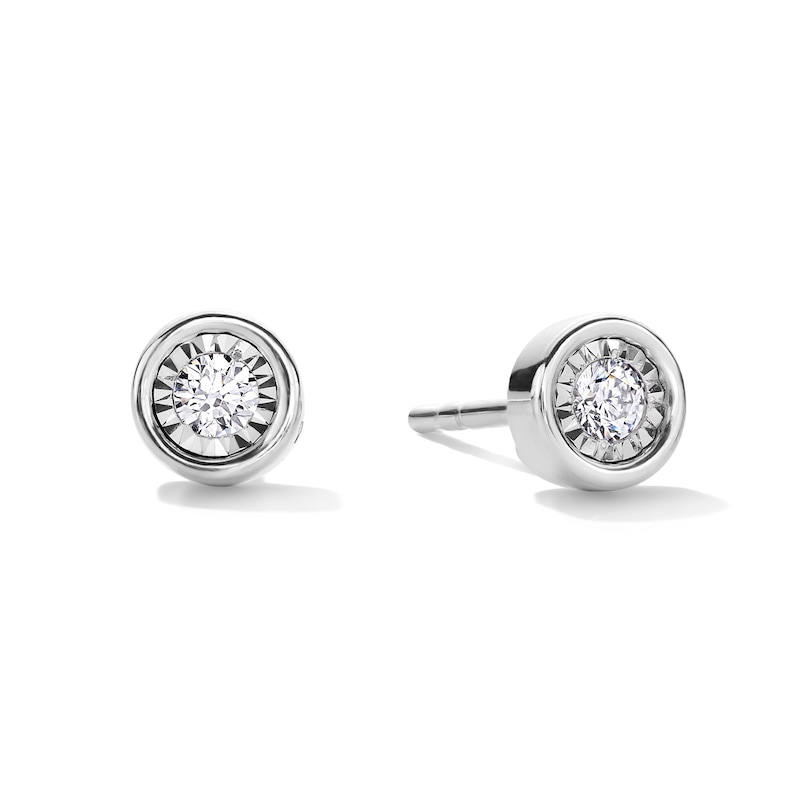 Main Image 1 of 1/10 CT. T.W. Diamond Miracle Solitaire Stud Earrings in 10K White Gold (I/I3)