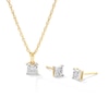 Thumbnail Image 1 of 1/10 CT. T.W. Diamond Square Frame Solitaire Pendant and Stud Earrings Set in Sterling Silver with Gold Plate (J/I3)