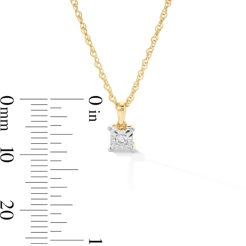 Main Image 3 of 1/10 CT. T.W. Diamond Square Frame Solitaire Pendant and Stud Earrings Set in Sterling Silver with Gold Plate (J/I3)