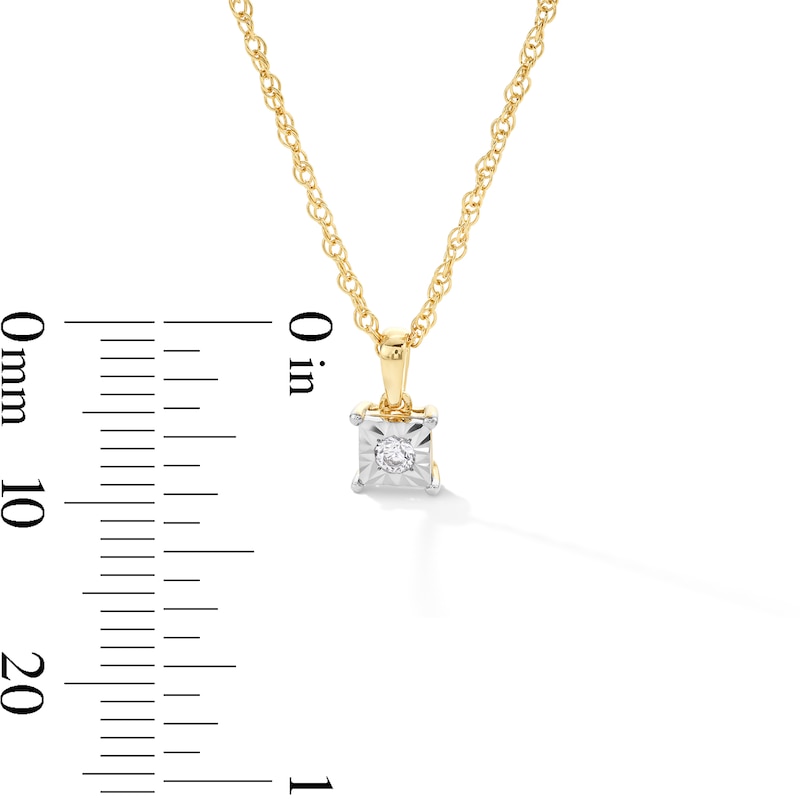 Main Image 4 of 1/10 CT. T.W. Diamond Square Frame Solitaire Pendant and Stud Earrings Set in Sterling Silver with Gold Plate (J/I3)