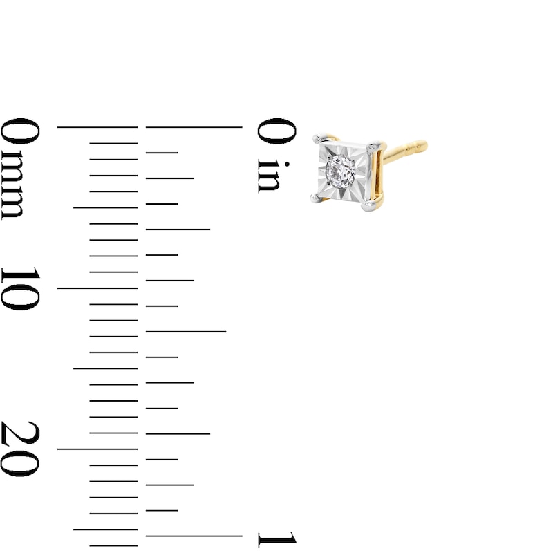 Main Image 5 of 1/10 CT. T.W. Diamond Square Frame Solitaire Pendant and Stud Earrings Set in Sterling Silver with Gold Plate (J/I3)