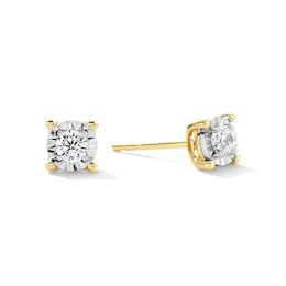 1/4 CT. T.W. Diamond Miracle Solitaire Stud Earrings in Sterling Silver with 14K Gold Plate (J/I3)