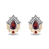 Thumbnail Image 1 of Enchanted Disney Villains Evil Queen Pear-Shaped Garnet and Diamond Crown Stud Earrings in Sterling Silver and 10K Gold