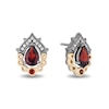 Thumbnail Image 2 of Enchanted Disney Villains Evil Queen Pear-Shaped Garnet and Diamond Crown Stud Earrings in Sterling Silver and 10K Gold