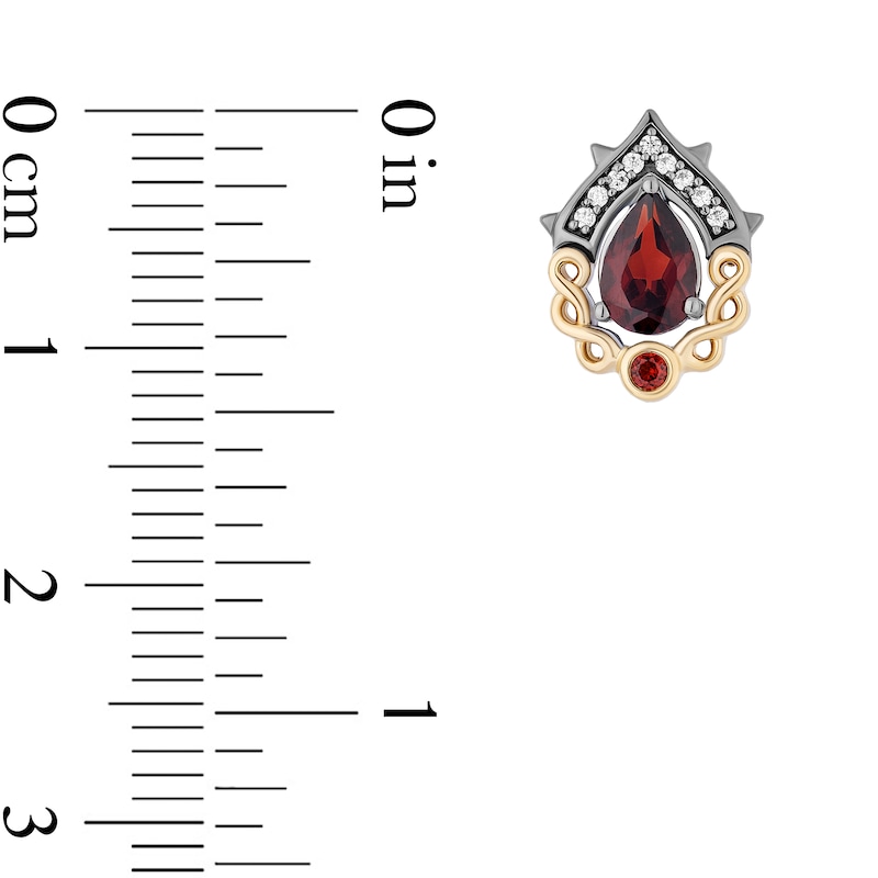 Main Image 3 of Enchanted Disney Villains Evil Queen Pear-Shaped Garnet and Diamond Crown Stud Earrings in Sterling Silver and 10K Gold