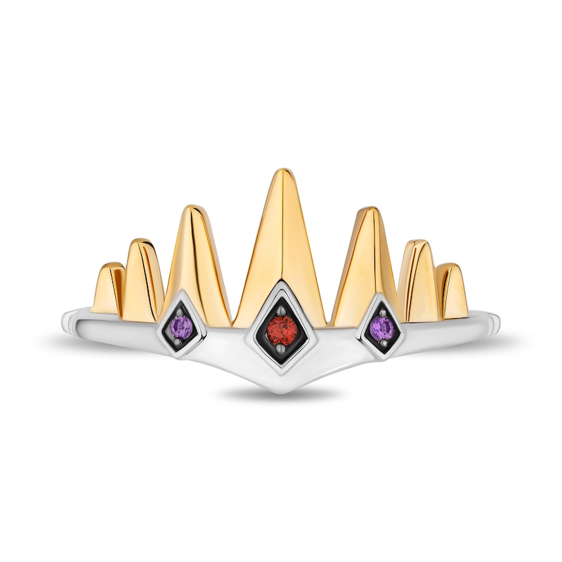 Main Image 4 of Enchanted Disney Villains Garnet and Amethyst with Diamond Crown Three Piece Ring Set in Sterling Silver and 10K Gold