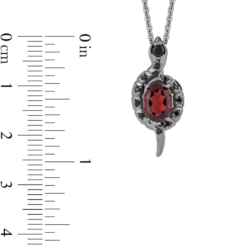 Main Image 3 of Enchanted Disney Villains Jafar Garnet, Onyx and 1/8 CT. T.W. Black Diamond Snake Pendant in Black Sterling Silver