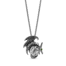 Enchanted Disney Villains Maleficent Black Quartz and Green Tourmaline with Diamond Dragon Necklace in Sterling Silver