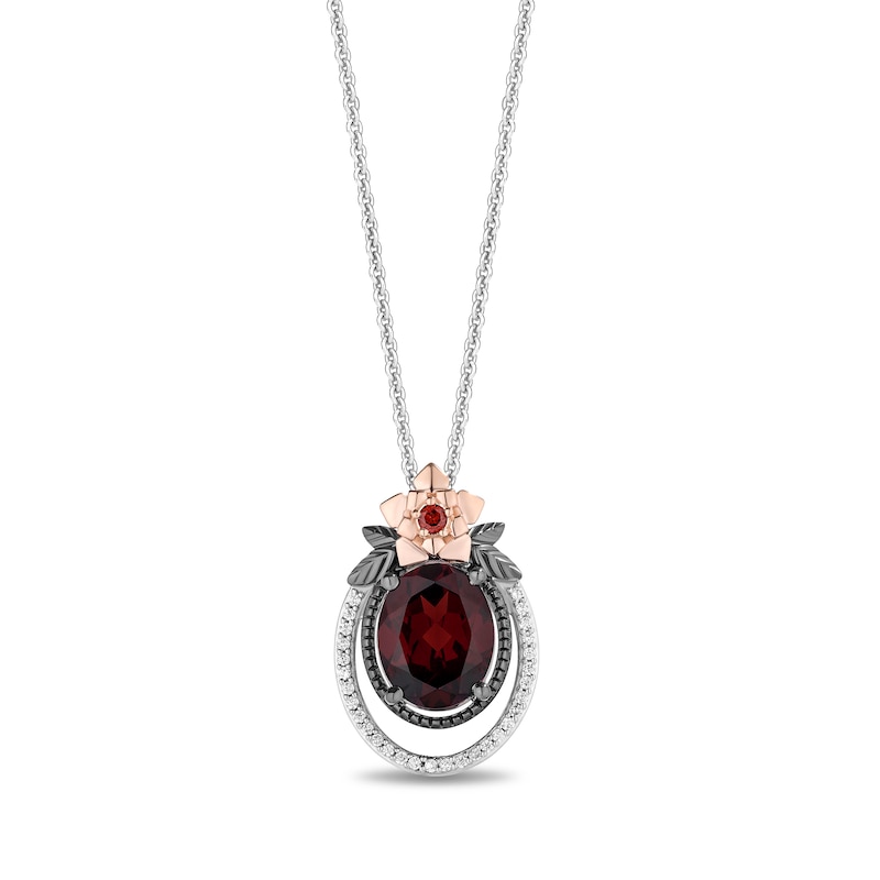 Main Image 1 of Collector’s Edition Enchanted Disney Snow White Live Action Garnet and Diamond Pendant in Sterling Silver and Rose Gold