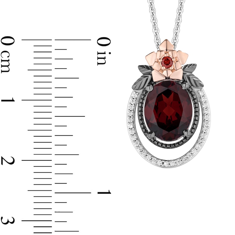 Main Image 3 of Collector’s Edition Enchanted Disney Snow White Live Action Garnet and Diamond Pendant in Sterling Silver and Rose Gold