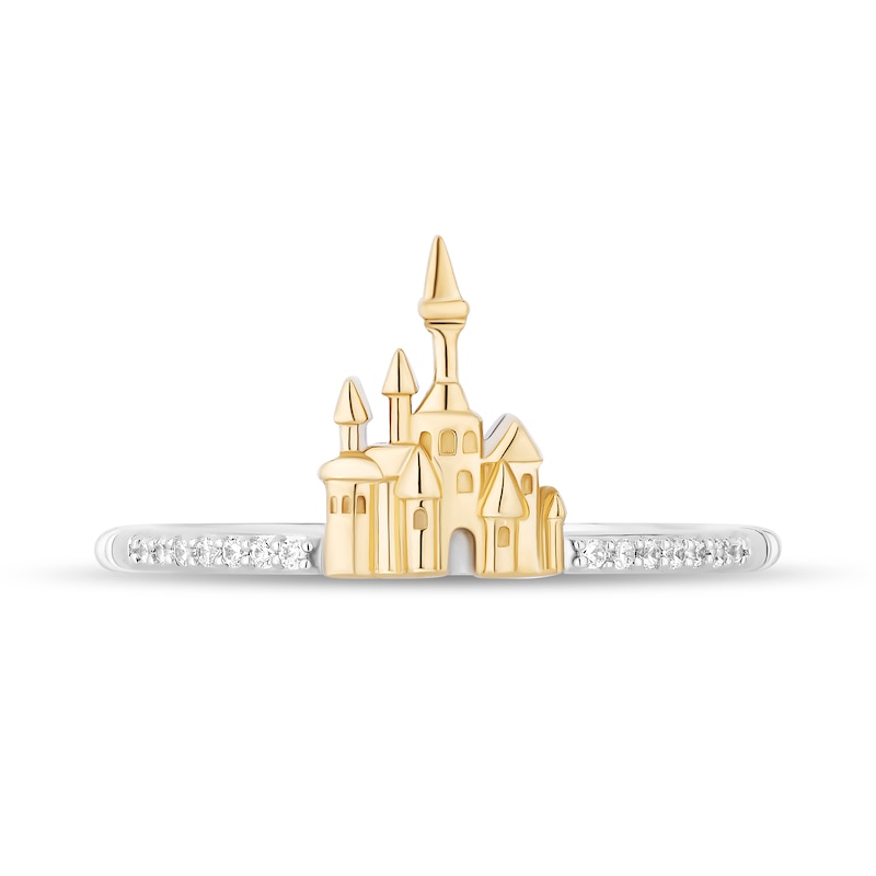 Main Image 5 of Enchanted Disney Belle 1/10 CT. T.W. Diamond Castle Two Piece Ring Set in Sterling Silver and 10K Gold