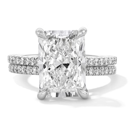 5-5/8 CT. T.W. Radiant-Cut Certified Lab-Created Diamond Bridal Set in 14K White Gold (F/VS2)