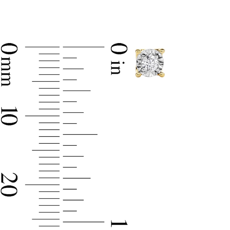 Main Image 3 of 1/10 CT. T.W. Diamond Miracle Solitaire Stud Earrings in Sterling Silver with 14K Gold Plate (J/I3)