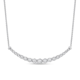 3/8 CT. T.W. Diamond Miracle Graduated Curved Necklace in Sterling Silver