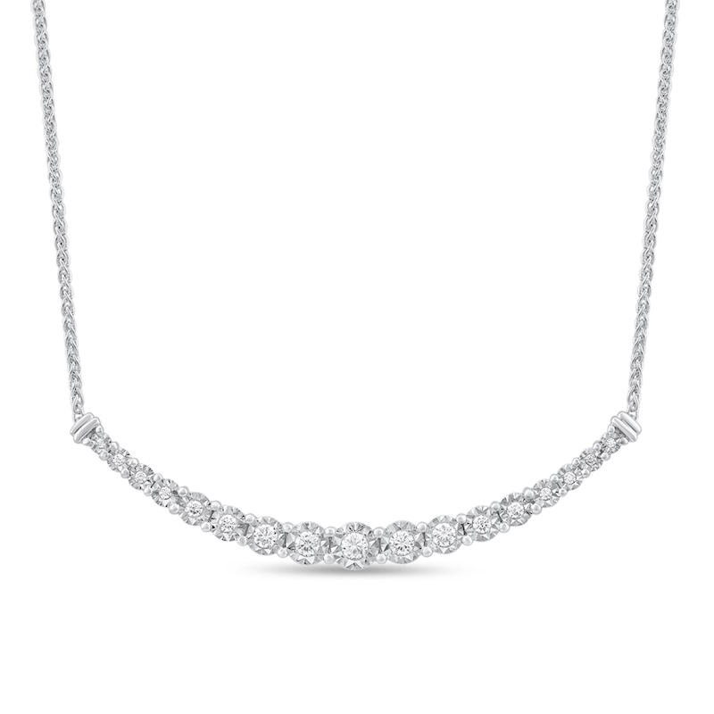 Main Image 1 of 3/8 CT. T.W. Diamond Miracle Graduated Curved Necklace in Sterling Silver