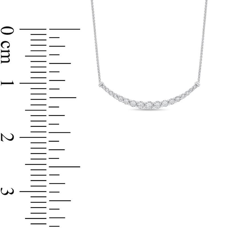 Main Image 2 of 3/8 CT. T.W. Diamond Miracle Graduated Curved Necklace in Sterling Silver