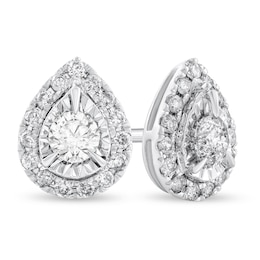 3/8 CT. T.W. Diamond Pear-Shaped Frame Stud Earrings in 10K White Gold