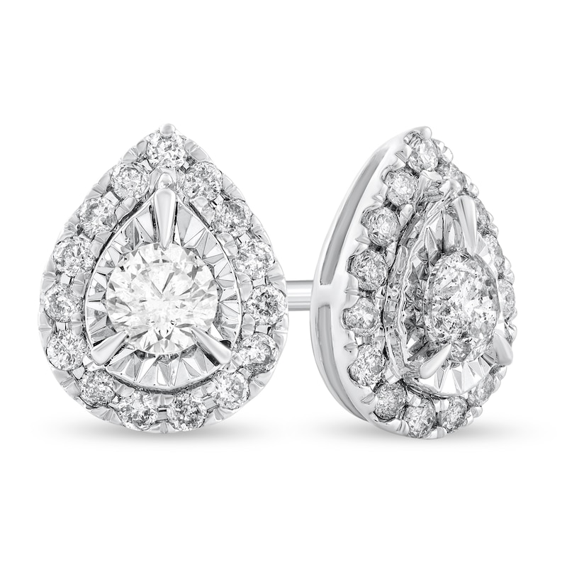 Main Image 1 of 3/8 CT. T.W. Diamond Pear-Shaped Frame Stud Earrings in 10K White Gold