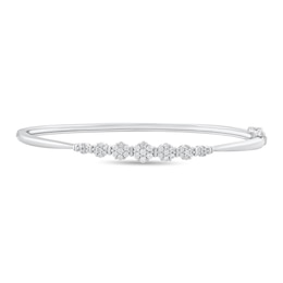 3/8 CT. T.W. Multi-Diamond Graduated Bangle in 10K White Gold