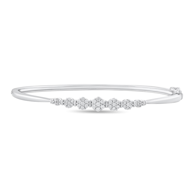 Main Image 1 of 3/8 CT. T.W. Multi-Diamond Graduated Bangle in 10K White Gold