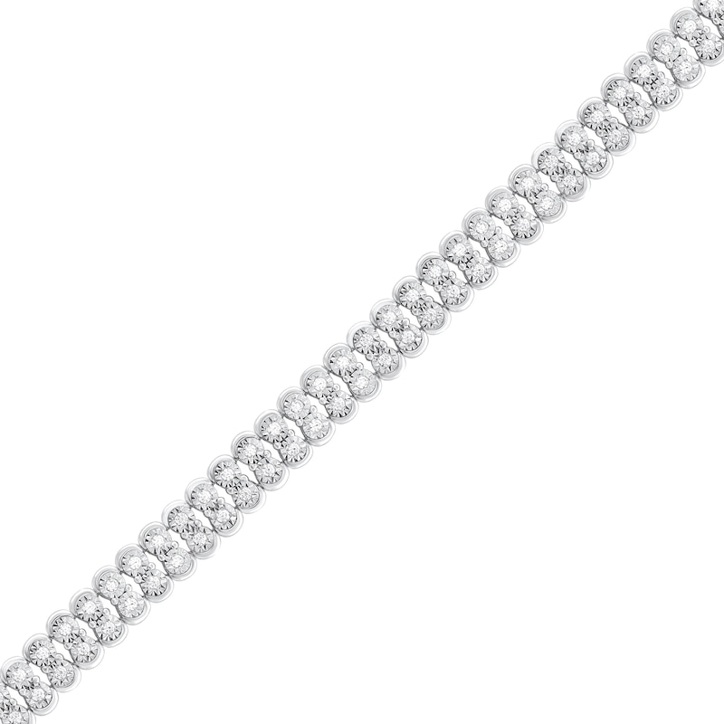 Main Image 1 of 7/8 CT. T.W. Diamond Double Row Tennis Bracelet in Sterling Silver