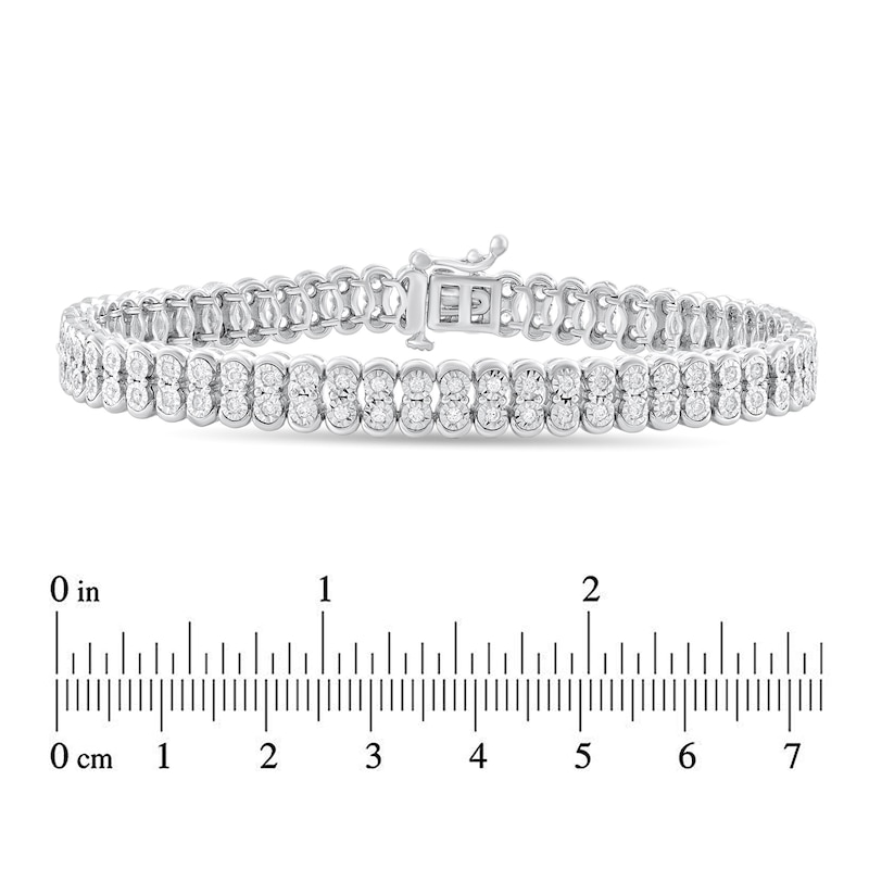 Main Image 2 of 7/8 CT. T.W. Diamond Double Row Tennis Bracelet in Sterling Silver