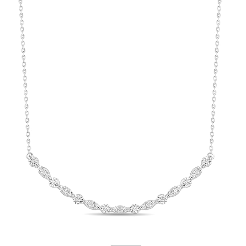 Main Image 1 of 1/5 CT. T.W. Diamond Alternating Station Necklace in Sterling Silver - 17&quot;