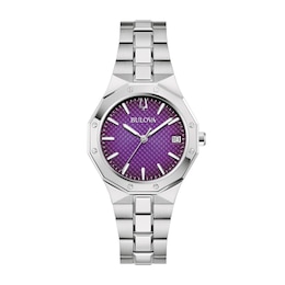 Ladies' Bulova Classic Prestige Watch with Textured Purple Dial (Model: 96M168)