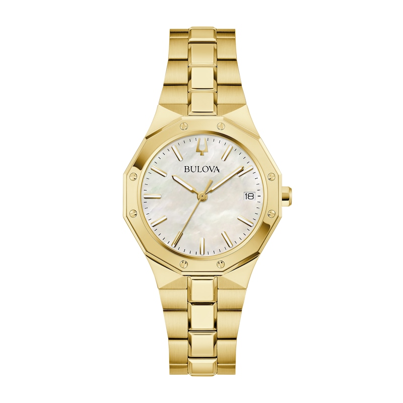 Main Image 1 of Ladies' Bulova Classic Prestige Gold-Tone IP Watch with Mother-of-Pearl Dial (Model: 97M119)