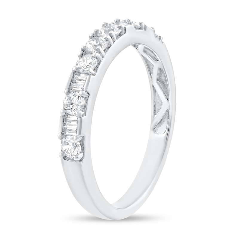 Main Image 2 of 3/8 CT. T.W. Baguette and Round Diamond Anniversary Band in 10K White Gold