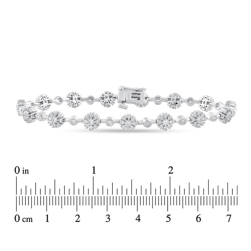 Main Image 2 of 1-1/2 CT. T.W. Flower-Shaped Multi-Diamond Station Bracelet in 14K White Gold