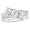 Thumbnail Image 1 of 7/8 CT. T.W. Diamond Slant Three Stone Bypass Shank Engagement Ring in 10K White Gold