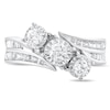 Thumbnail Image 3 of 7/8 CT. T.W. Diamond Slant Three Stone Bypass Shank Engagement Ring in 10K White Gold