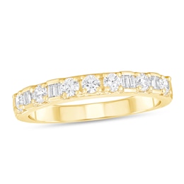 3/8 CT. T.W. Baguette and Round Diamond Anniversary Band in 10K Gold