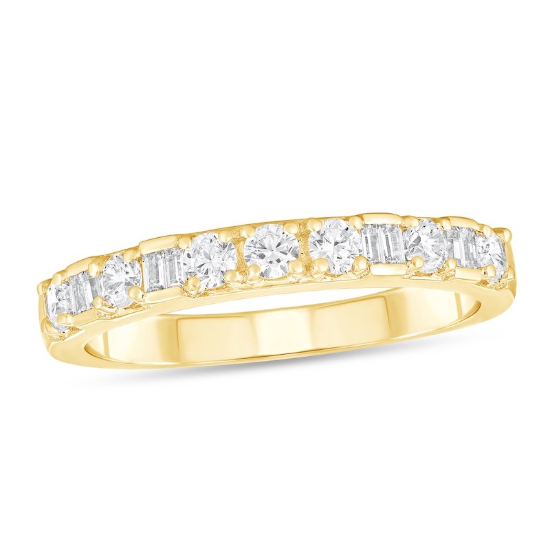 Main Image 1 of 3/8 CT. T.W. Baguette and Round Diamond Anniversary Band in 10K Gold