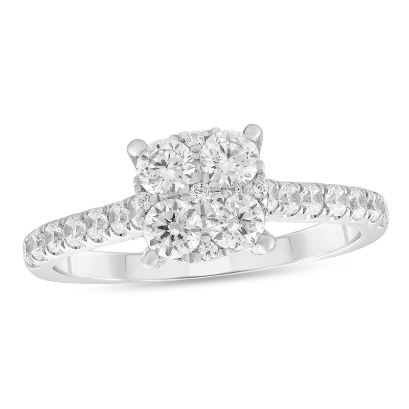 Main Image 1 of 7/8 CT. T.W. Diamond Quad Engagement Ring in 10K White Gold