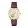 Thumbnail Image 1 of Ladies' Bulova Sutton Gold-Tone IP Brown Leather Strap Automatic Watch with Mother-of-Pearl Dial (Model: 97L179)