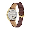 Thumbnail Image 3 of Ladies' Bulova Sutton Gold-Tone IP Brown Leather Strap Automatic Watch with Mother-of-Pearl Dial (Model: 97L179)