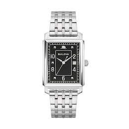 Men's Bulova Frank Sinatra 'The Very Thought of You' Collection Watch with Rectangular Black Dial (Model: 96B461)