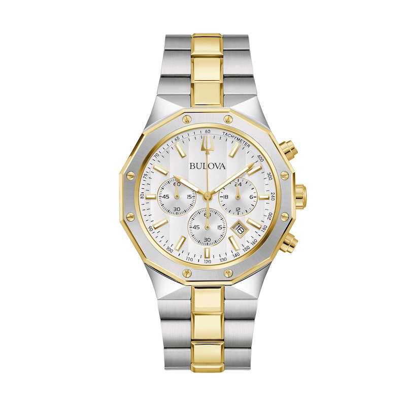 Main Image 1 of Men's Bulova Classic Prestige Two-Tone IP Chronograph Watch with White Dial (Model: 98B450)