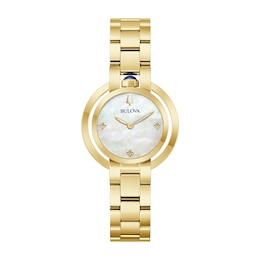 Ladies' Bulova Rubaiyat Gold-Tone IP Watch with Mother-of-Pearl Dial (Model: 97L181)