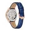 Thumbnail Image 3 of Ladies' Bulova Sutton Rose-Tone IP Blue Leather Strap Automatic Watch with Mother-of-Pearl Dial (Model: 97L180)